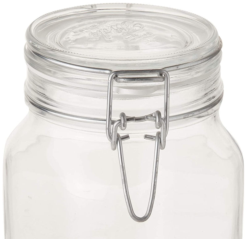 Bormioli Rocco Fido Clear Glass Jar with 85 mm Gasket, 1.5 Liter (Pack of 2)