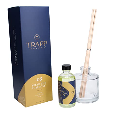 Trapp - No. 08 Fresh Cut Tuberose - Reed Diffuser Kit - 2 Sets of 12 Reeds, Scented Diffuser Oil (4 oz.)