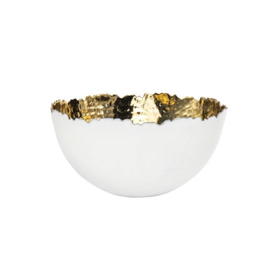 6.5" Stainless White And Gold Bowl