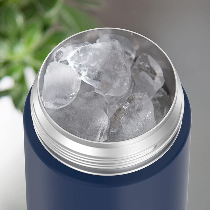 THERMOS FUNTAINER 16 Ounce Stainless Steel Vacuum Insulated Bottle with Wide Spout Lid, Navy