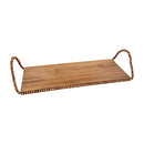 Mud Pie Brown Bead Wood Serving Tray, Large, 16.75" x 8.5"