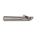 A metallic, aluminum ice cream scoop with a smooth handle and a curved head.