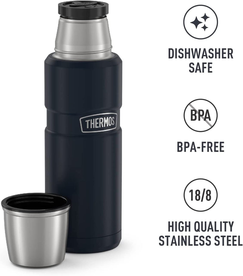 THERMOS Stainless King Vacuum-Insulated Compact Bottle, 16 Ounce, Midnight Blue