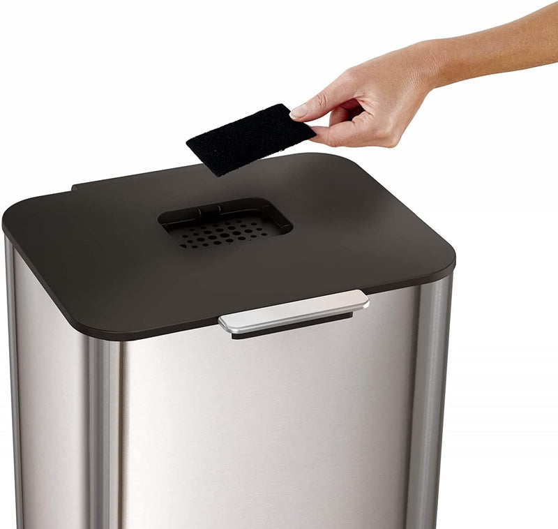 Joseph Joseph 30060 Intelligent Waste Totem Max Kitchen Trash Can and Recycle Unit with Compost Bin, 60 Liter/16 Gallon, Stainless Steel