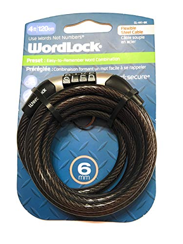 Wordlock Inc CL-441-BK 4' 6MM Black Cable Lock