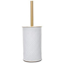 Elle Décor Ceramic Toilet Brush and Holder, 4"x 4"x 8", White/Gold