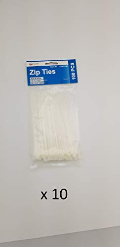 6" 100 Zip Ties (3.6mm thickness) White