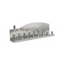 Tin Menorah with nine candle holders and etched designs.