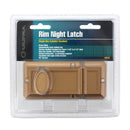 Secure brass-finish rim night latch by Ultra Hardware, offering automatic locking and a single cylinder deadbolt for exterior doors.