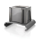 Translucent gray polycarbonate food holder for graters.