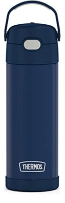 THERMOS FUNTAINER 16 Ounce Stainless Steel Vacuum Insulated Bottle with Wide Spout Lid, Navy