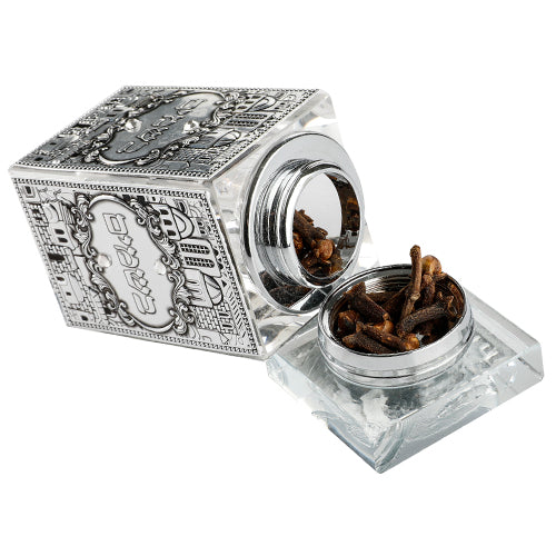 Chrystal Besamim Holder with Metal Plaque