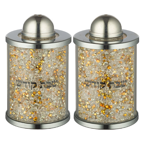 Crystal Slat and Pepper Shakers with Stones