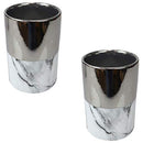 Home Basics Athena Marble Multi-Purpose Cylindrical Utensil Crock (2, Silver)