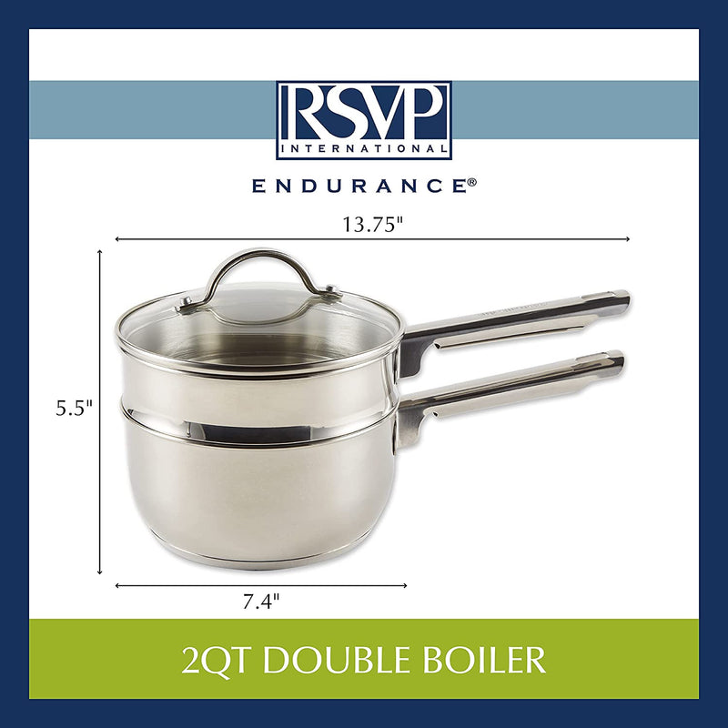 RSVP International Induction Double Boiler, 1 Quart, Multi Color