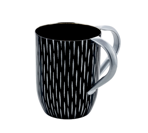 Stainless Steel Gold Lines with Black Enamel Wash Cup