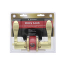 Brass-finish tulip entry door lock from Ultra Security, a Grade 3 lockset with an adjustable latch and a limited lifetime warranty, presented in its packaging.