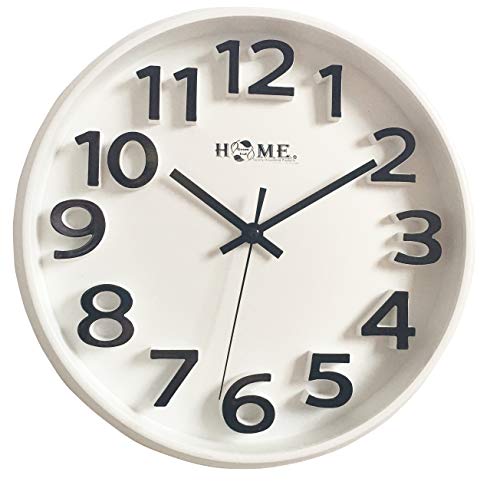 Uniware 13.2" Modern Design Silent Non-Ticking Wall Clock  Round White