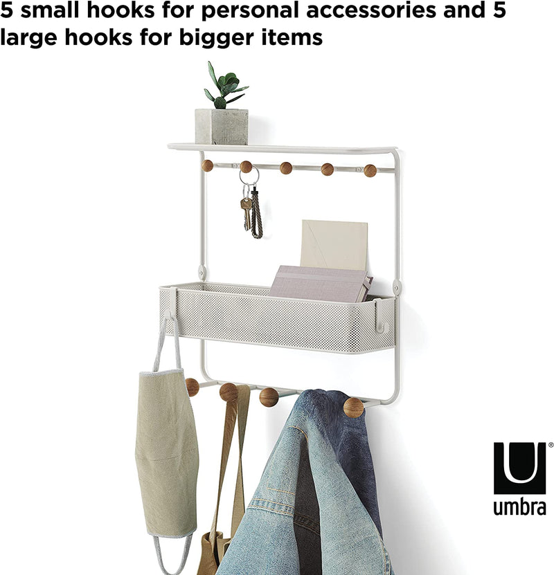 Umbra Estique Over-The-Door Multi-Use Organizer, W/Shelf, White