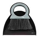 A compact black and gray plastic dustpan and brush set with a loop handle, designed for tabletop cleaning.