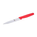 ICEL paring knife with a high-carbon stainless steel blade and an ergonomic red handle, designed for precision cutting.
