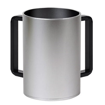 Acrylic Wash Cup Silver With Black Handles