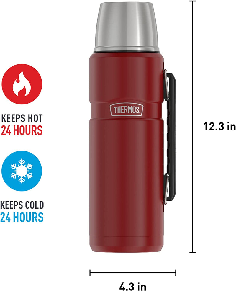 THERMOS Stainless King Vacuum-Insulated Beverage Bottle, 40 Ounce, Rustic Red