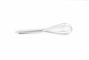 Stainless steel wire whisk with a sleek cylindrical handle and loop for hanging. Designed for efficient mixing, whisking, and blending in the kitchen.