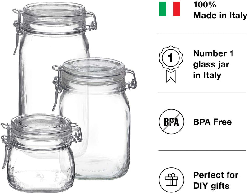 Bormioli Rocco Fido Canning Jar, Set of 3 (17.5 oz,33.75 oz,50.75 oz.)