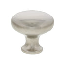 round satin nickel cabinet knob on a white background.