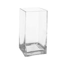 Clear rectangular glass vase with a modern, minimalist design. The transparent glass construction makes it ideal for floral arrangements, decorative displays, or as a standalone accent piece.