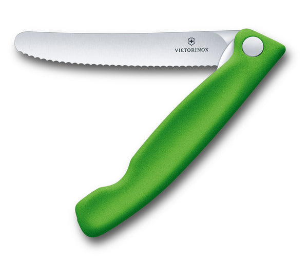 Foldable Knife Green Serrated