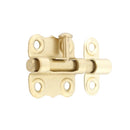 Ornate brass barrel bolt with sliding mechanism, for interior or exterior doors, close-up view on white background