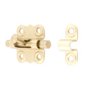 Ornate brass barrel bolt with sliding mechanism, for interior or exterior doors, close-up view on white background