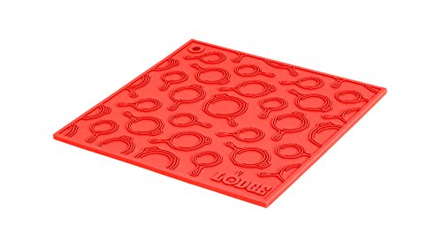 7 In Square Silicone Skillet Pattern Trivet, Red