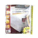 Packaged Full size mattress protector made of soft fabric laminated inside, showing key features like waterproof, deep pocket fit, and protection against bed bugs and dust mites.