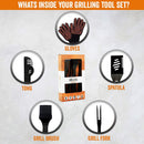 Yukon Glory Heavy Duty 5 Piece Grilling Tools Set, Durable Stainless Steel BBQ Accessories, Long Handle 3 in 1 Spatula, Tongs, Brush, Grill Fork, Thick Grilling Gloves, Gift Set