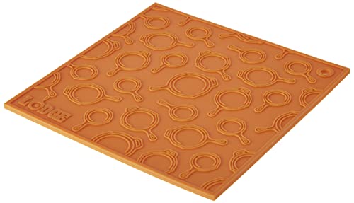 7 Inch Square Silicone Skillet Pattern Trivet, Orange