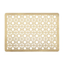 A square gold laser-cut vinyl placemat displayed on a white background.