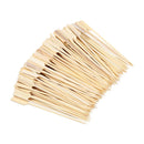 A large bundle of disposable wooden skewers with paddle handles and pointed tips, commonly used for grilling, serving appetizers, or garnishing cocktails.