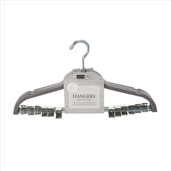 Velet Hangers With Clip Grey 6pk