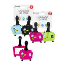 A pair of durable GFORCE luggage ID tags with straps, displayed side by side on a white background.