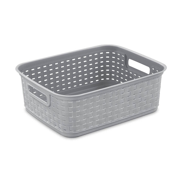 Resin Wicker Storage Tote Grey 10x8x4