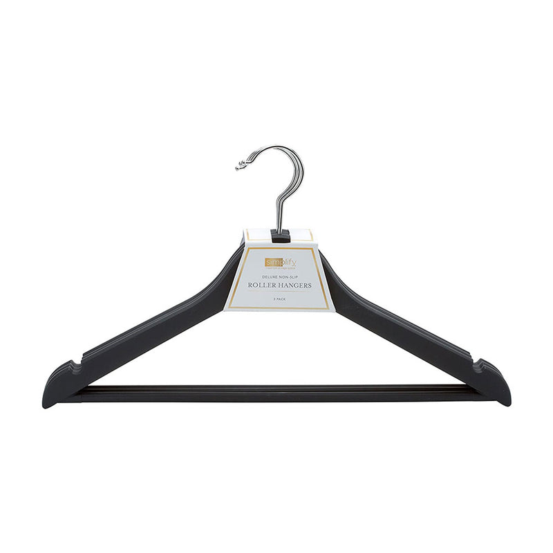 Deluxe Non Slip Hangers 3pk Black