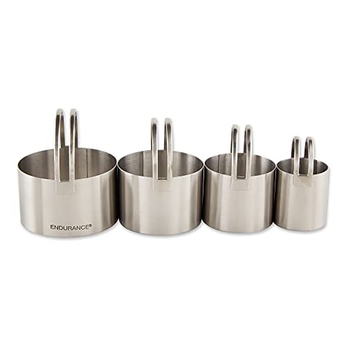 RSVP International Endurance Round Biscuit Cutters - Stainless Steel, Set of 4 | Nest for Easy Storage | For Cutting Thick or Thin Dough | Professional | High Handle Arch