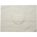 Faux Leather Challah Cover with Embossed logo White