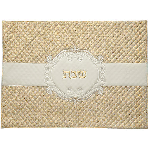 Faux Leather Challah Cover with Embossed Logo Gold