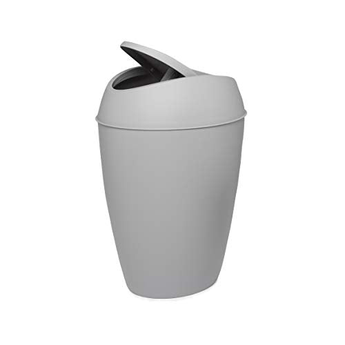 Umbra Twirla, 2.4 Gallon Trash Can with Swing-top Lid, Gray