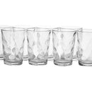 Set of 8 clear juice glasses with a textured, bubbly design.