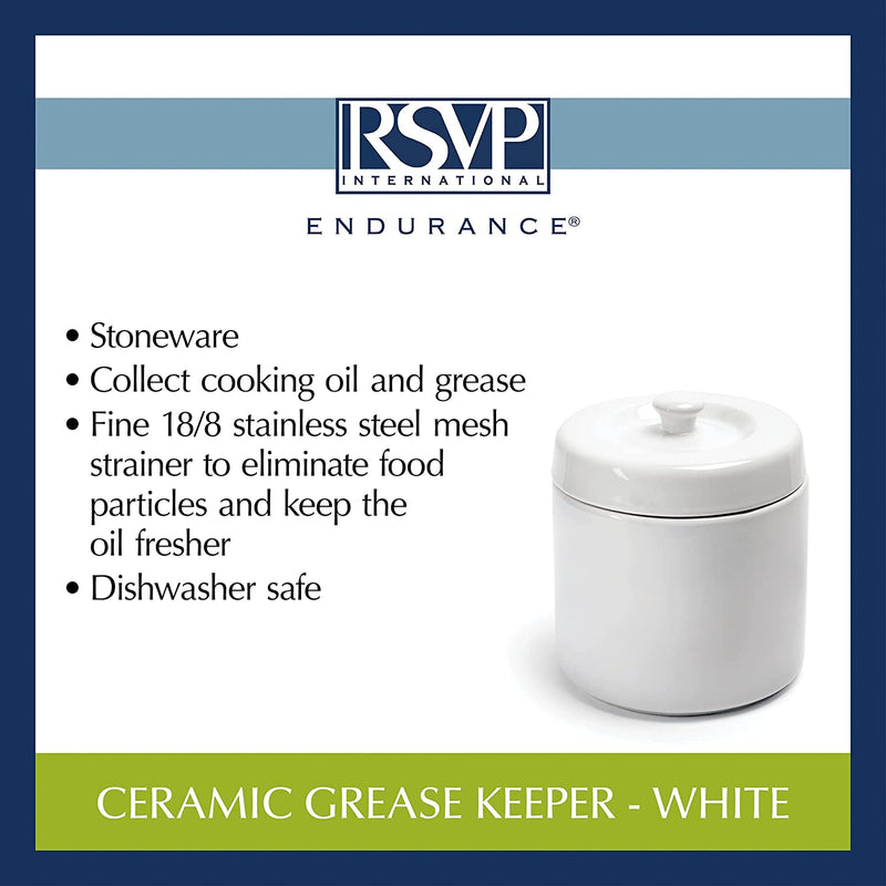 White Stoneware Grease Keeper